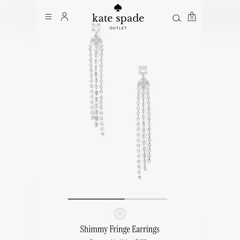 NWT, Kate Spade Silver Shimmy Fringe Earrings